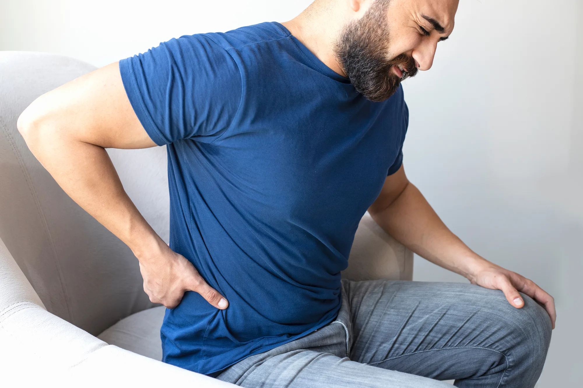 Young New Jersey man with lumbar spine pain.